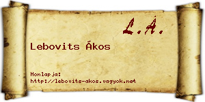 Lebovits Ákos névjegykártya